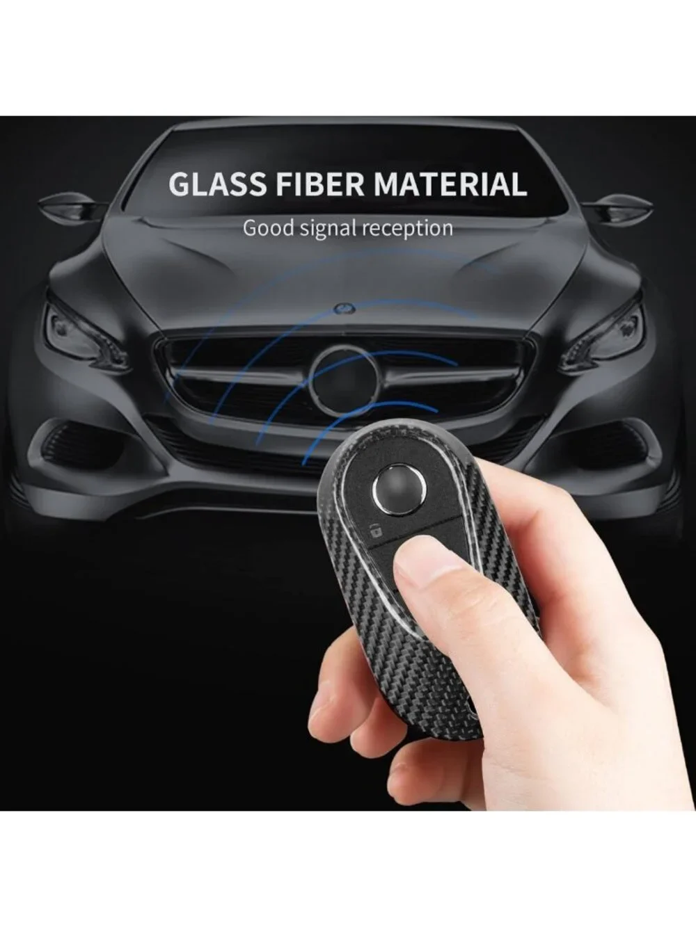 Sleek Key Fob Cover for Mercedes, Real Carbon Fiber Protector, Fits EQE350